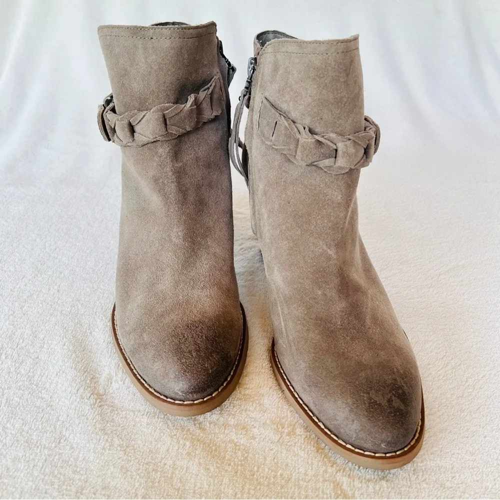 SAM EDELMAN BURNISHED SUEDE WESTERN ANKLE BOOTIES MUSHROOM TAUPE SIZE 9 NWT